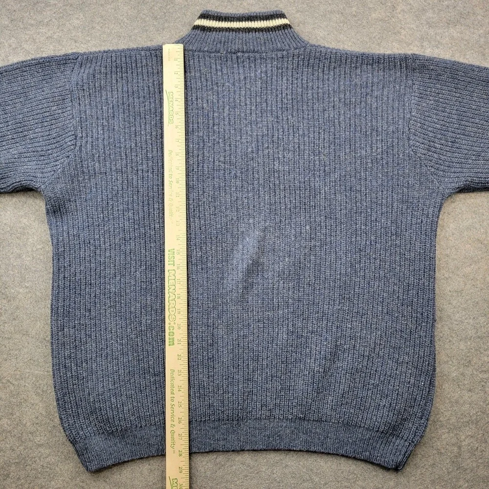 Columbia Sweater Mens Large Blue Shetland Wool 1/4 Zip Mock Neck Knit Pullover